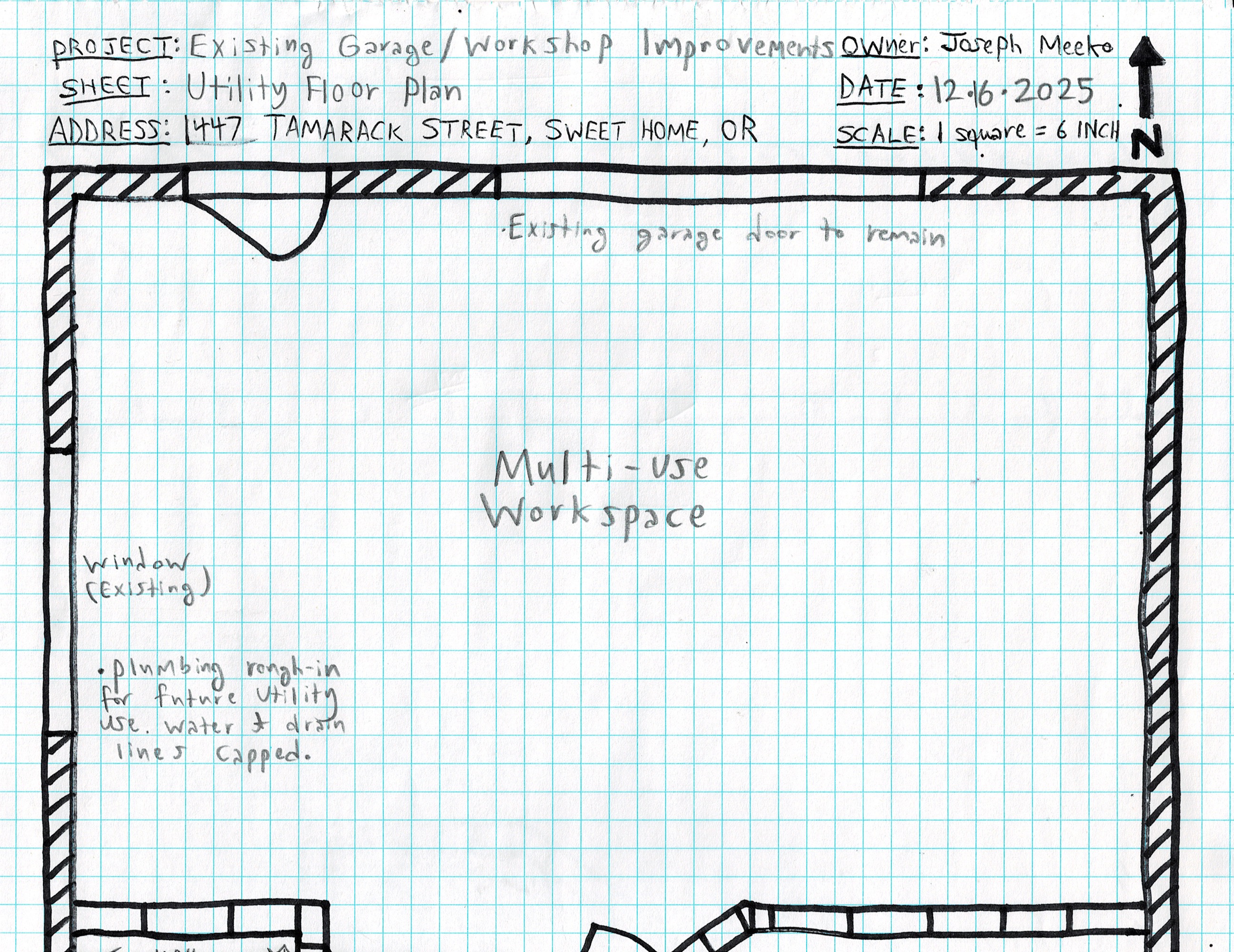 Approved Main floor plan, north upward